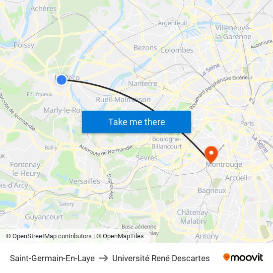 Saint-Germain-En-Laye to Université René Descartes map