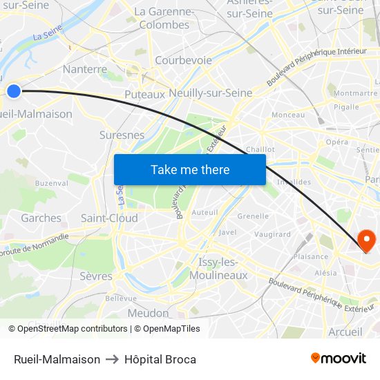 Rueil-Malmaison to Hôpital Broca map