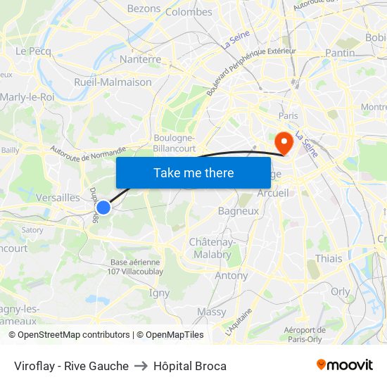 Viroflay - Rive Gauche to Hôpital Broca map