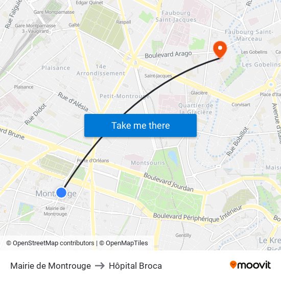 Mairie de Montrouge to Hôpital Broca map