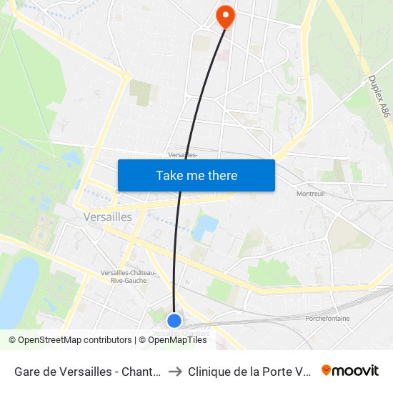 Gare de Versailles - Chantiers to Clinique de la Porte Verte map
