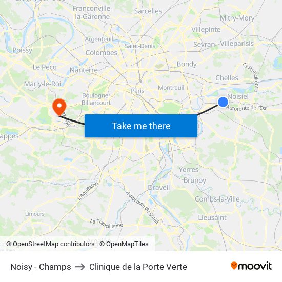 Noisy - Champs to Clinique de la Porte Verte map