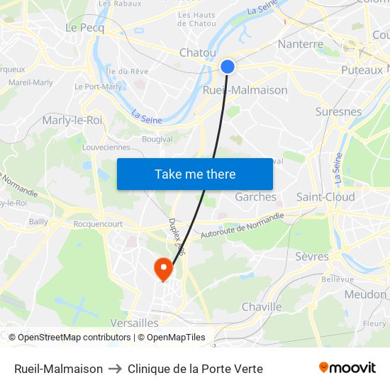 Rueil-Malmaison to Clinique de la Porte Verte map