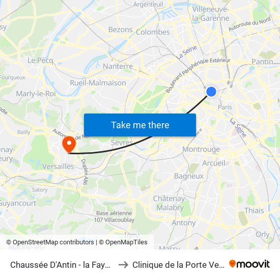 Chaussée D'Antin - la Fayette to Clinique de la Porte Verte map