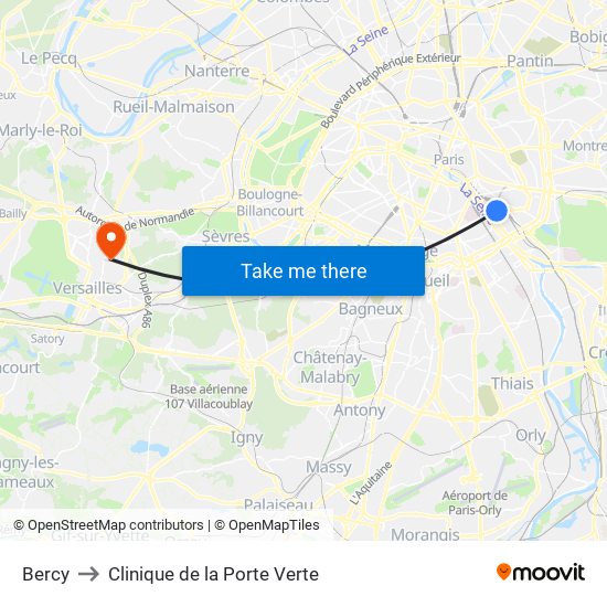 Bercy to Clinique de la Porte Verte map