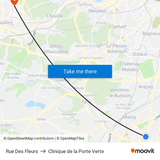 Rue Des Fleurs to Clinique de la Porte Verte map