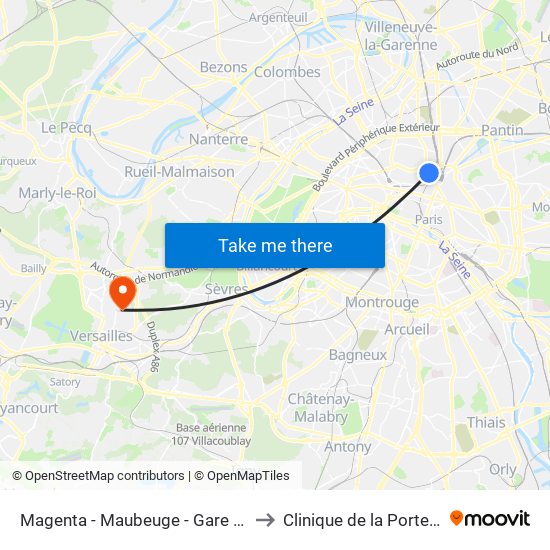 Magenta - Maubeuge - Gare du Nord to Clinique de la Porte Verte map