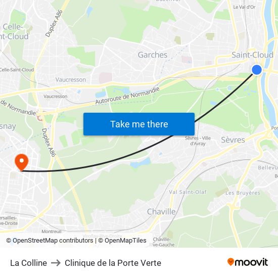 La Colline to Clinique de la Porte Verte map