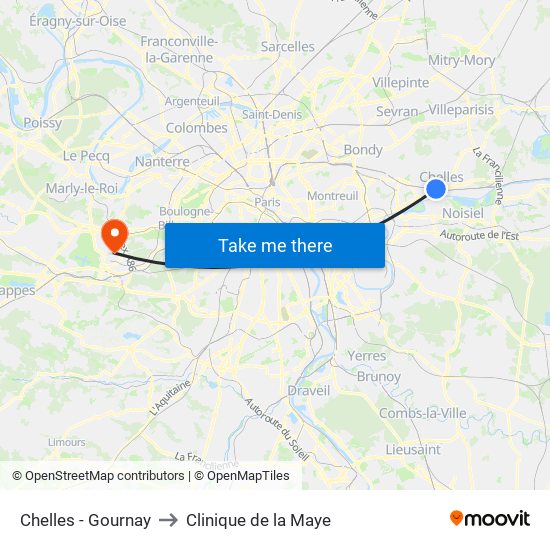 Chelles - Gournay to Clinique de la Maye map