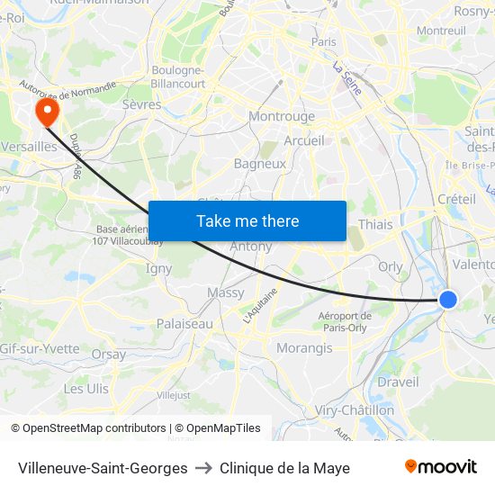 Villeneuve-Saint-Georges to Clinique de la Maye map