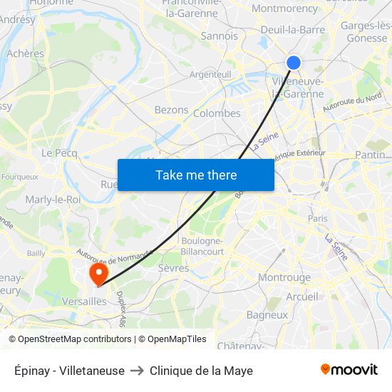 Épinay - Villetaneuse to Clinique de la Maye map