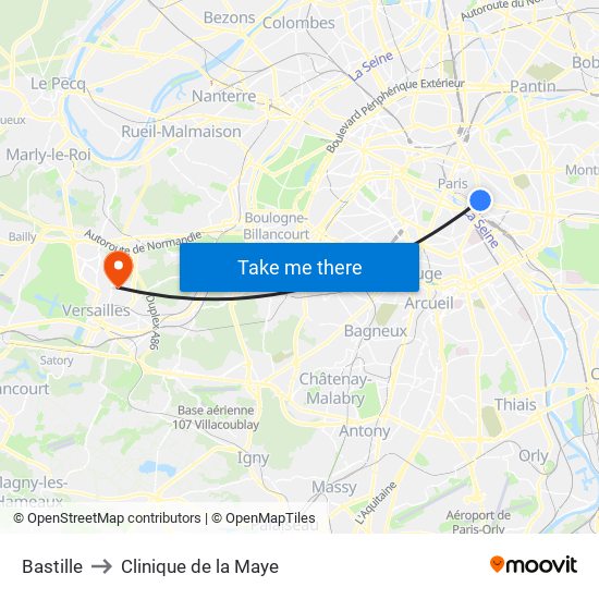 Bastille to Clinique de la Maye map