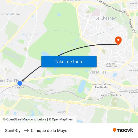 Saint-Cyr to Clinique de la Maye map