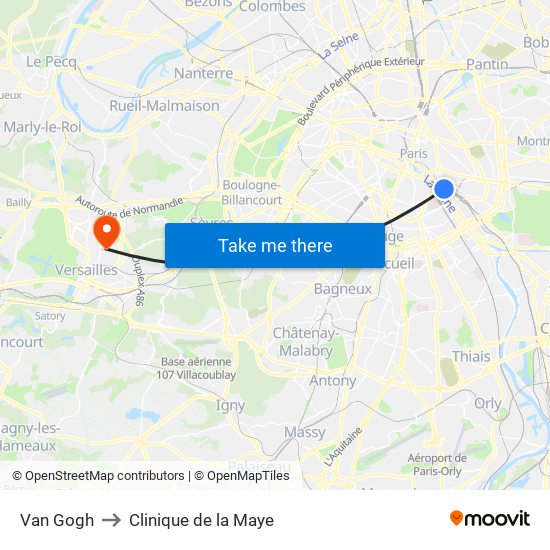 Van Gogh to Clinique de la Maye map