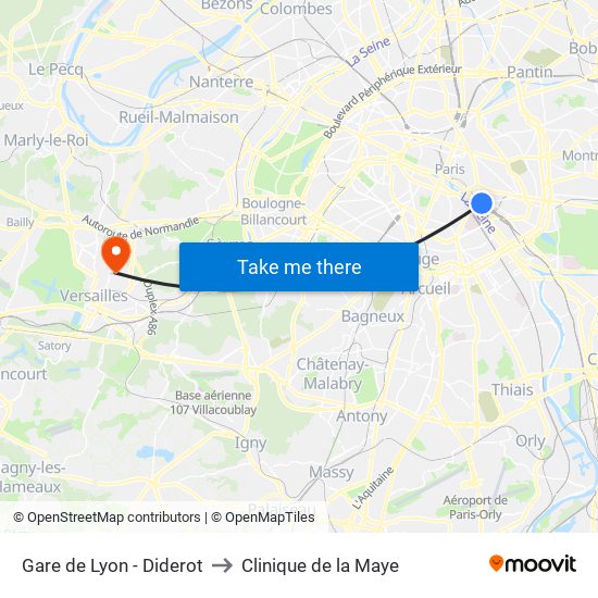 Gare de Lyon - Diderot to Clinique de la Maye map