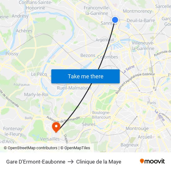 Gare D'Ermont-Eaubonne to Clinique de la Maye map