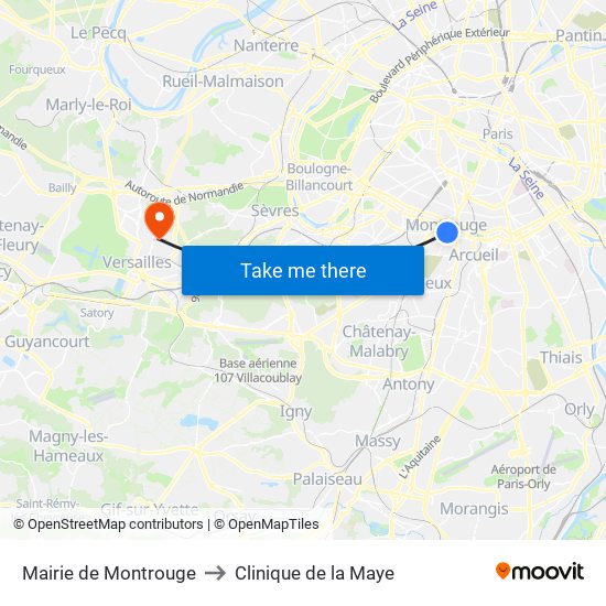 Mairie de Montrouge to Clinique de la Maye map