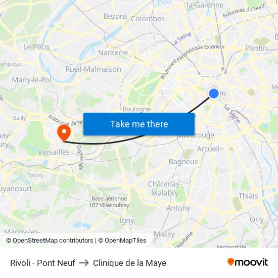 Rivoli - Pont Neuf to Clinique de la Maye map