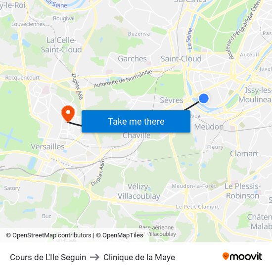 Cours de L'Ile Seguin to Clinique de la Maye map