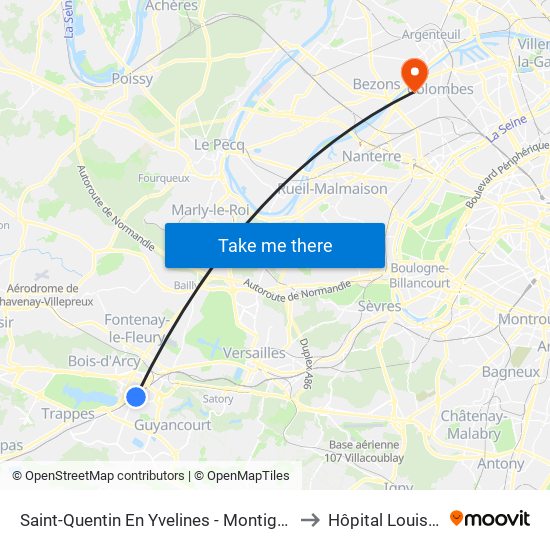 Saint-Quentin En Yvelines - Montigny-Le-Bretonneux to Hôpital Louis Mourier map