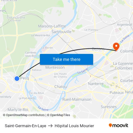 Saint-Germain-En-Laye to Hôpital Louis Mourier map