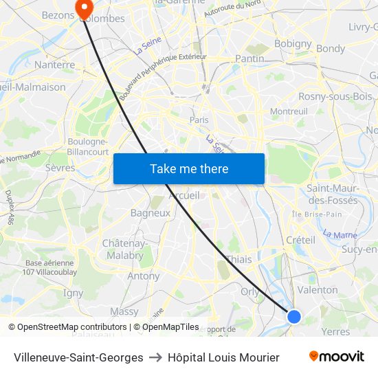 Villeneuve-Saint-Georges to Hôpital Louis Mourier map