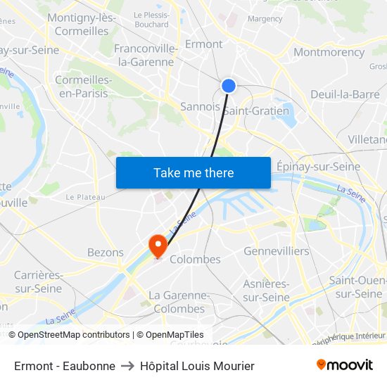Ermont - Eaubonne to Hôpital Louis Mourier map