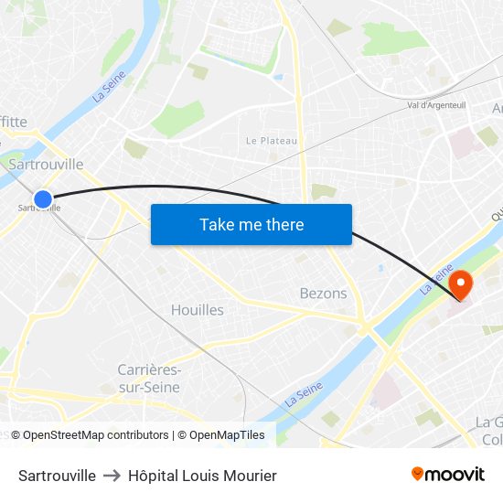 Sartrouville to Hôpital Louis Mourier map