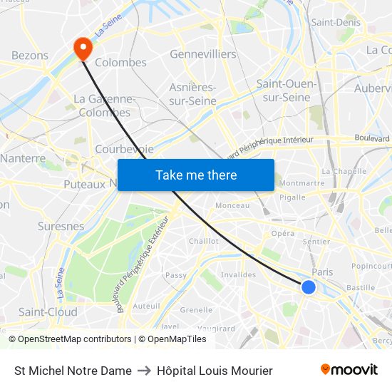 St Michel Notre Dame to Hôpital Louis Mourier map