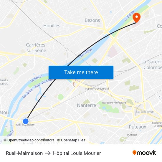 Rueil-Malmaison to Hôpital Louis Mourier map