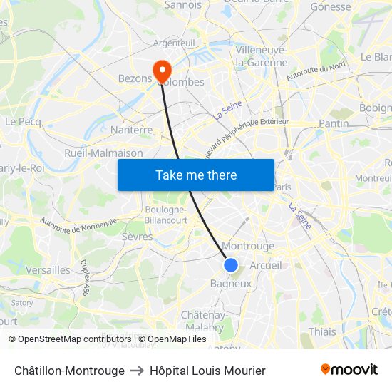 Châtillon-Montrouge to Hôpital Louis Mourier map