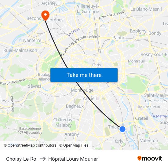 Choisy-Le-Roi to Hôpital Louis Mourier map