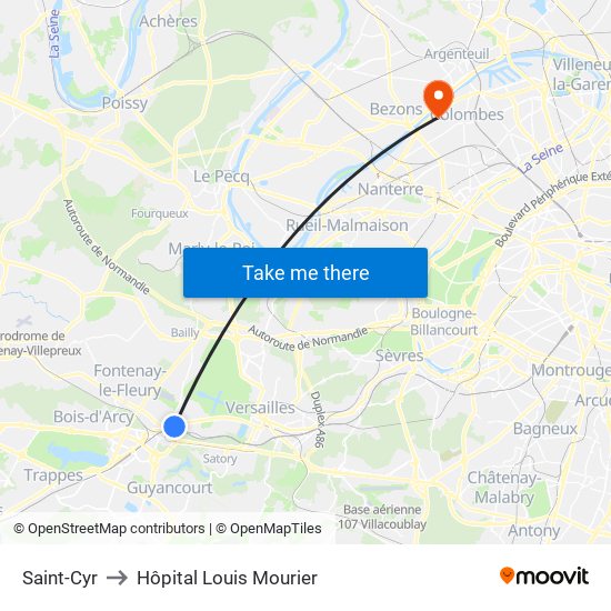 Saint-Cyr to Hôpital Louis Mourier map