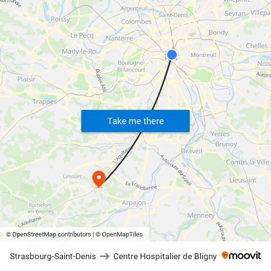 Strasbourg-Saint-Denis to Centre Hospitalier de Bligny map