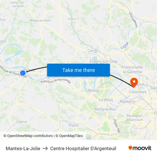 Mantes-La-Jolie to Centre Hospitalier D'Argenteuil map