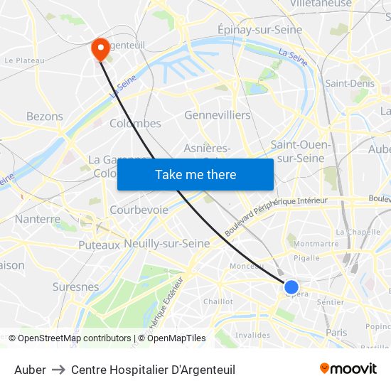 Auber to Centre Hospitalier D'Argenteuil map