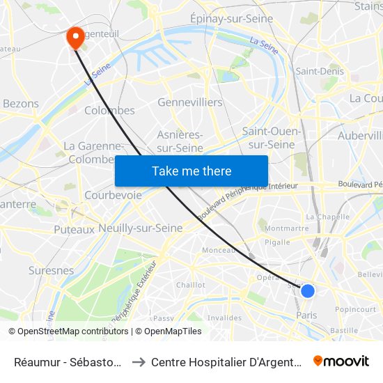 Réaumur - Sébastopol to Centre Hospitalier D'Argenteuil map