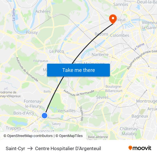 Saint-Cyr to Centre Hospitalier D'Argenteuil map