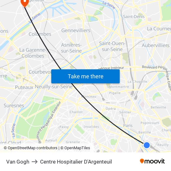 Van Gogh to Centre Hospitalier D'Argenteuil map