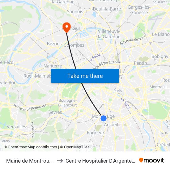 Mairie de Montrouge to Centre Hospitalier D'Argenteuil map