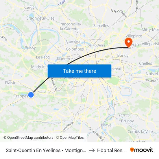 Saint-Quentin En Yvelines - Montigny-Le-Bretonneux to Hôpital René-Muret map