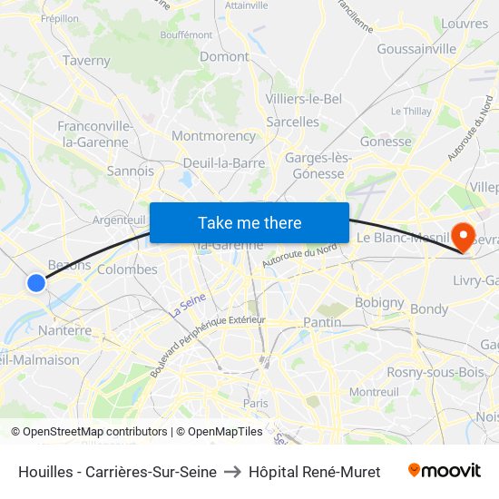 Houilles - Carrières-Sur-Seine to Hôpital René-Muret map