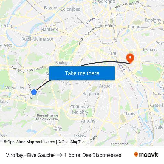 Viroflay - Rive Gauche to Hôpital Des Diaconesses map