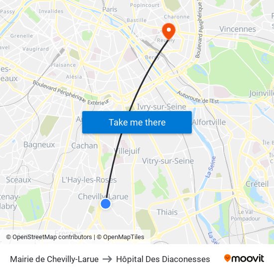 Mairie de Chevilly-Larue to Hôpital Des Diaconesses map