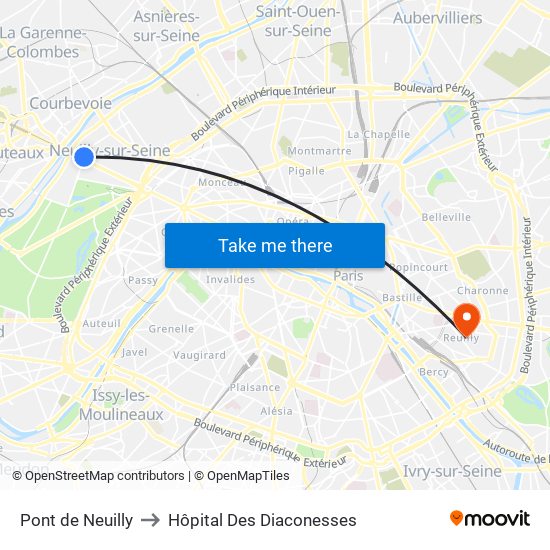 Pont de Neuilly to Hôpital Des Diaconesses map