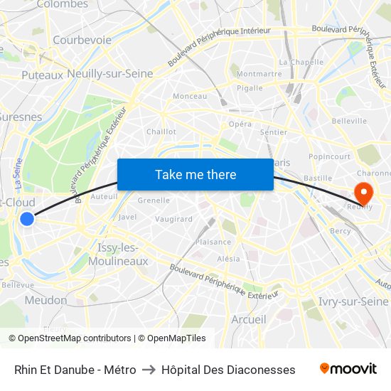 Rhin Et Danube - Métro to Hôpital Des Diaconesses map