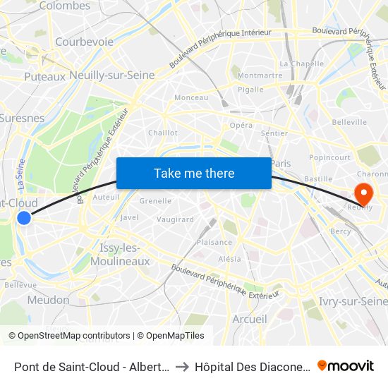 Pont de Saint-Cloud - Albert Kahn to Hôpital Des Diaconesses map