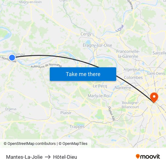 Mantes-La-Jolie to Hôtel-Dieu map