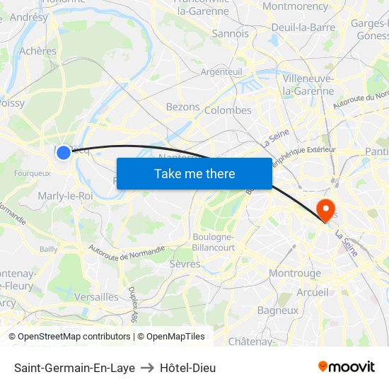 Saint-Germain-En-Laye to Hôtel-Dieu map