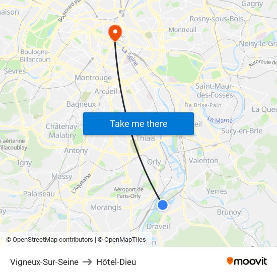 Vigneux-Sur-Seine to Hôtel-Dieu map